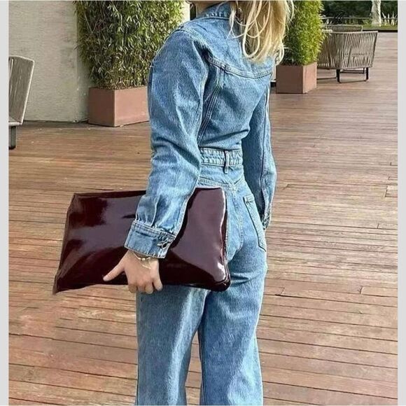 Zara Blue Denim Jumpsuit - Picture 1 of 16